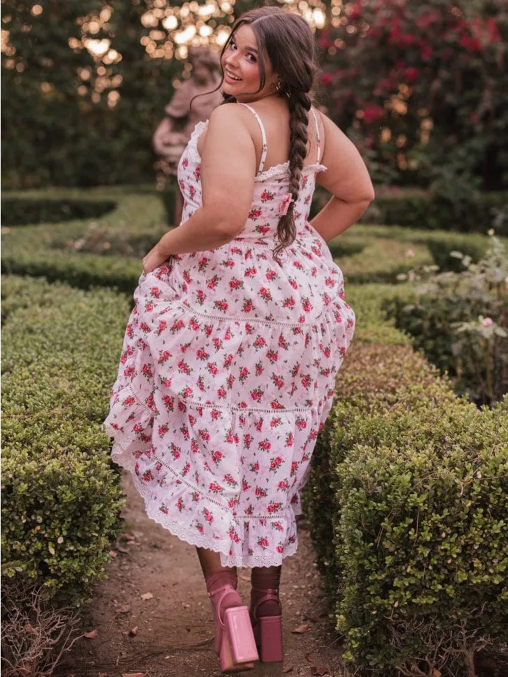 JessaKae Madeline Rosy Lace Maxi Dress with Lace Trim 2X - Picture 2 of 11